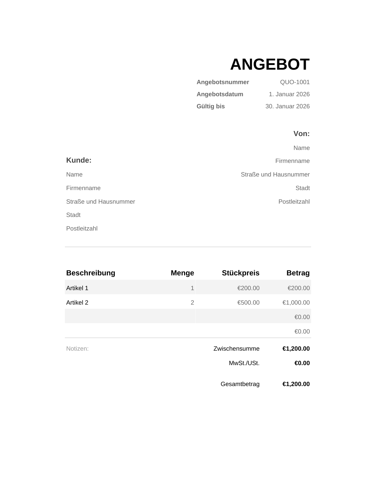 Angebot Angebot
