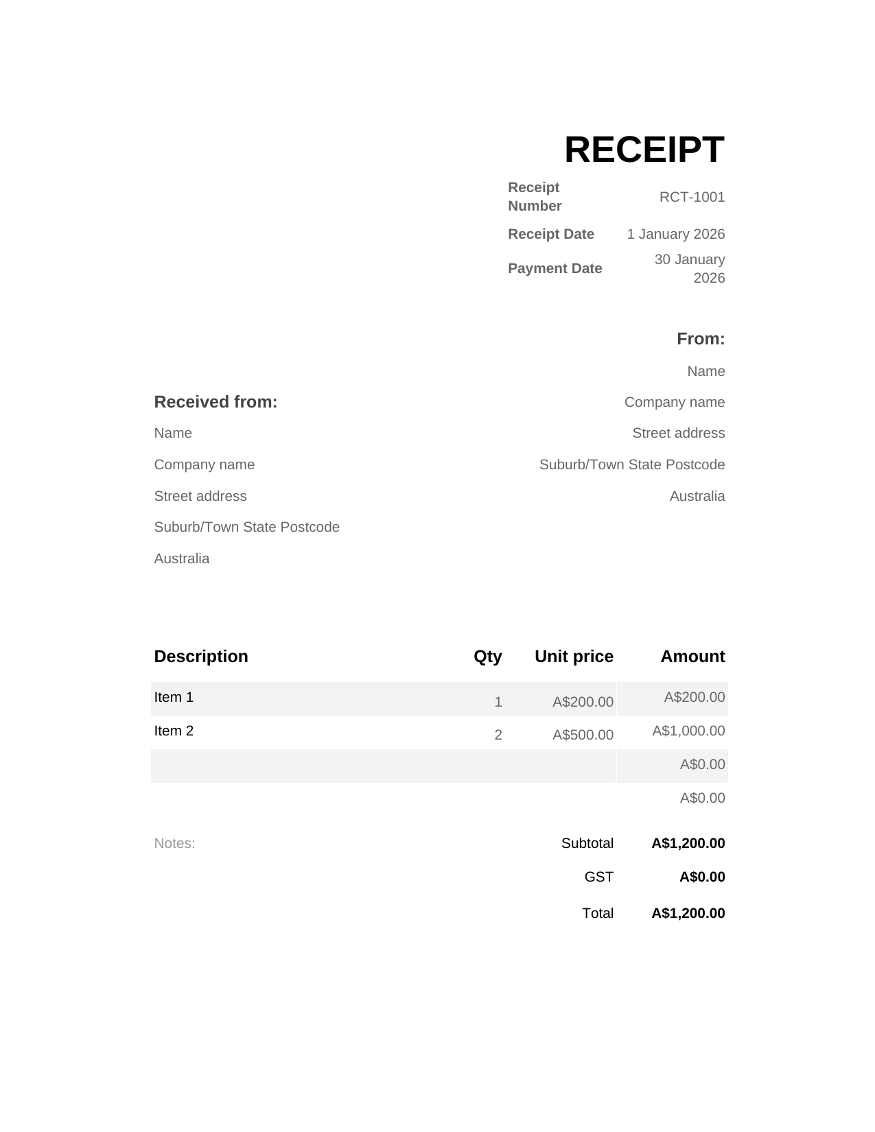 Receipt RECEIPT