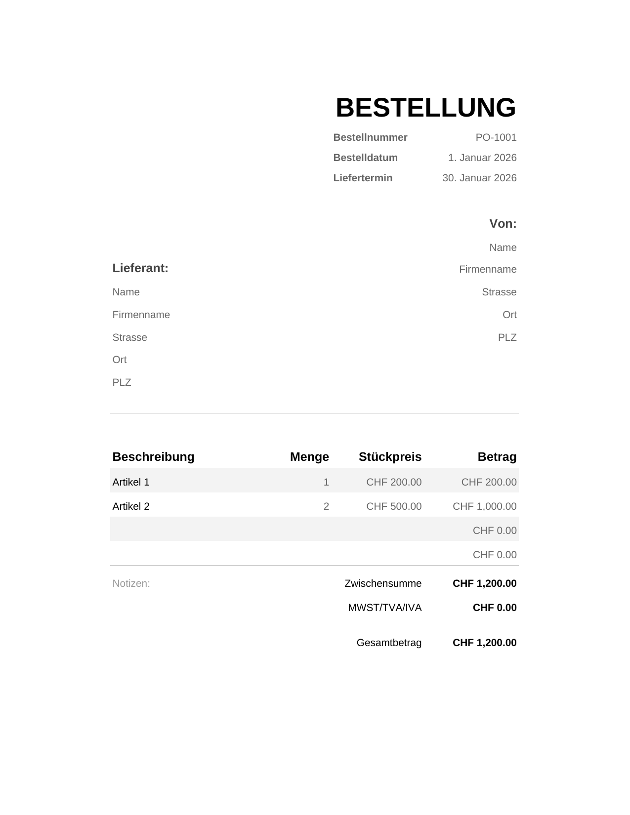 Bestellung Bestellung