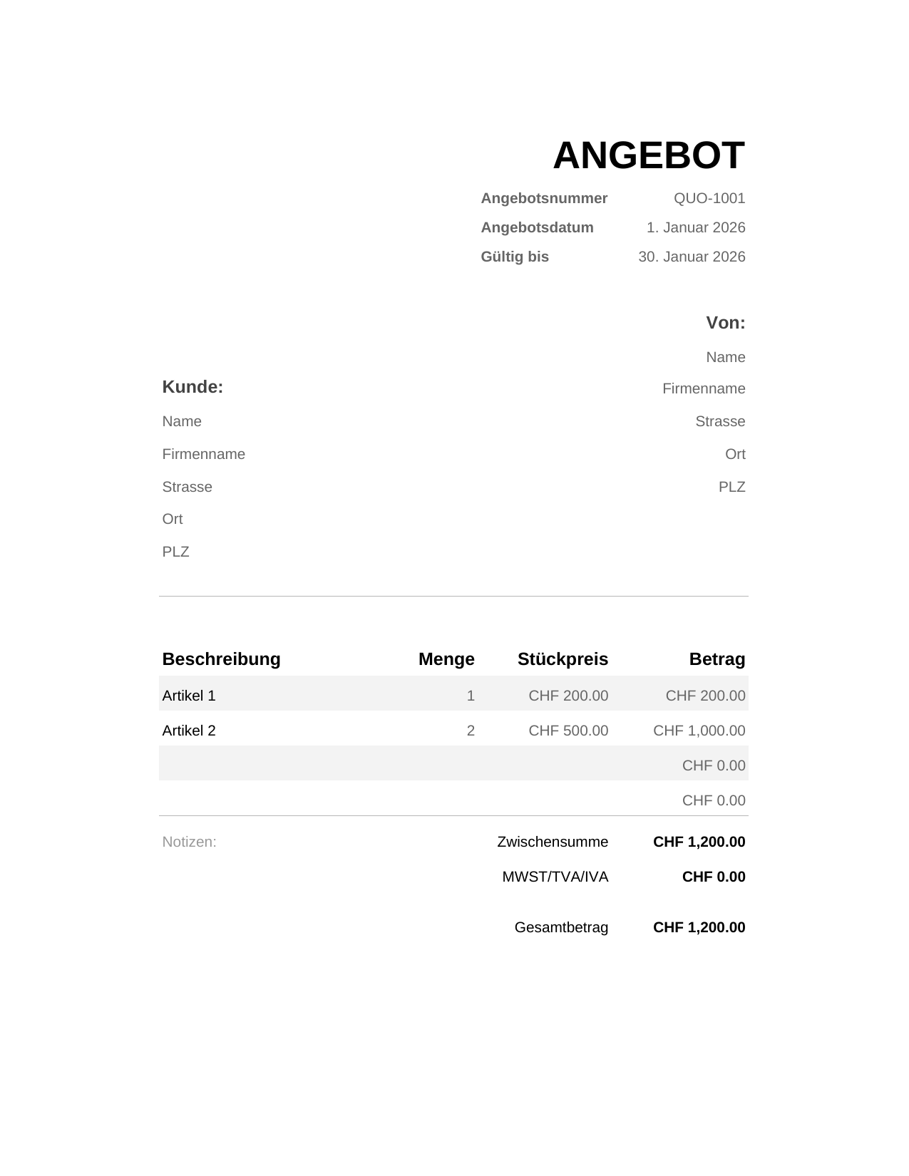Angebot Angebot