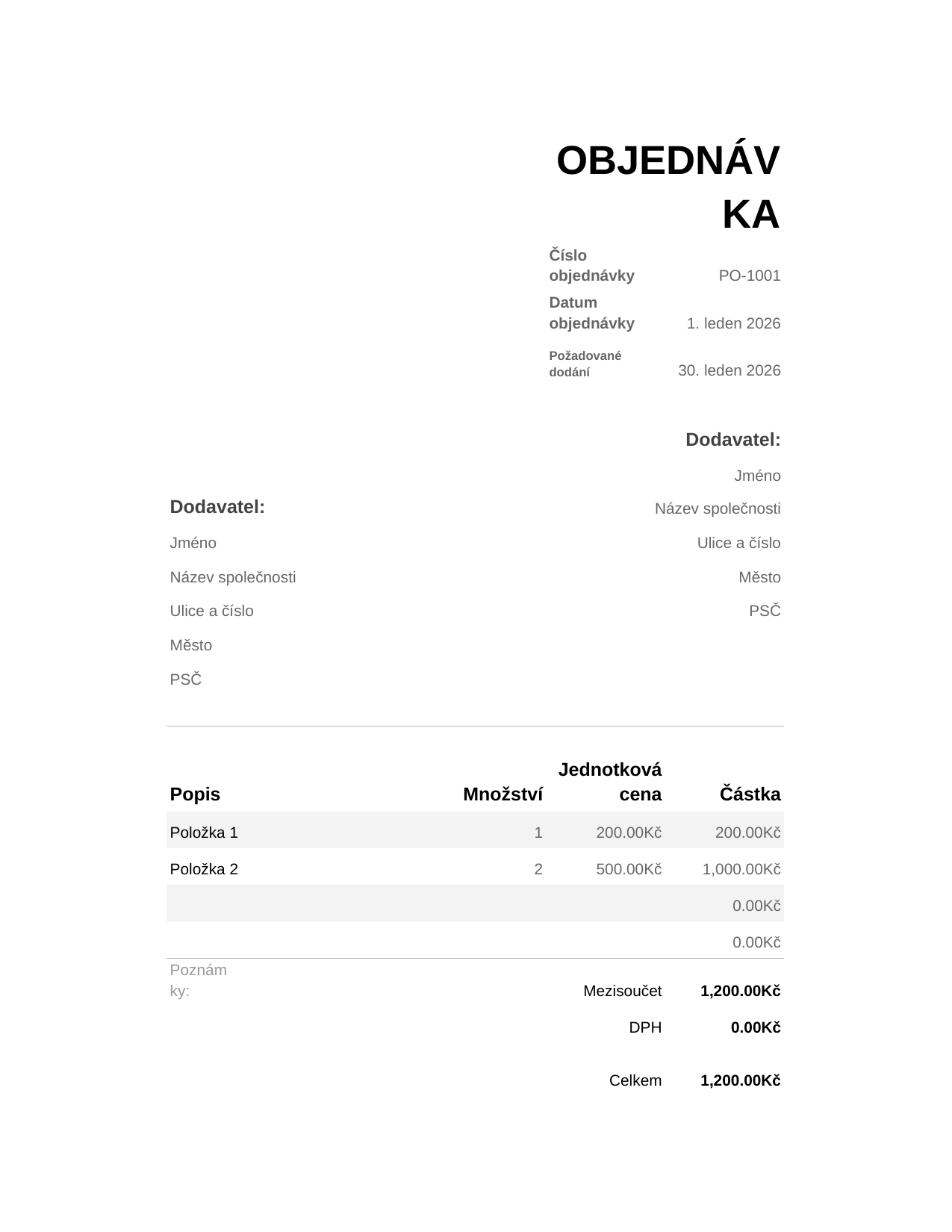 Objednávka Objednávka