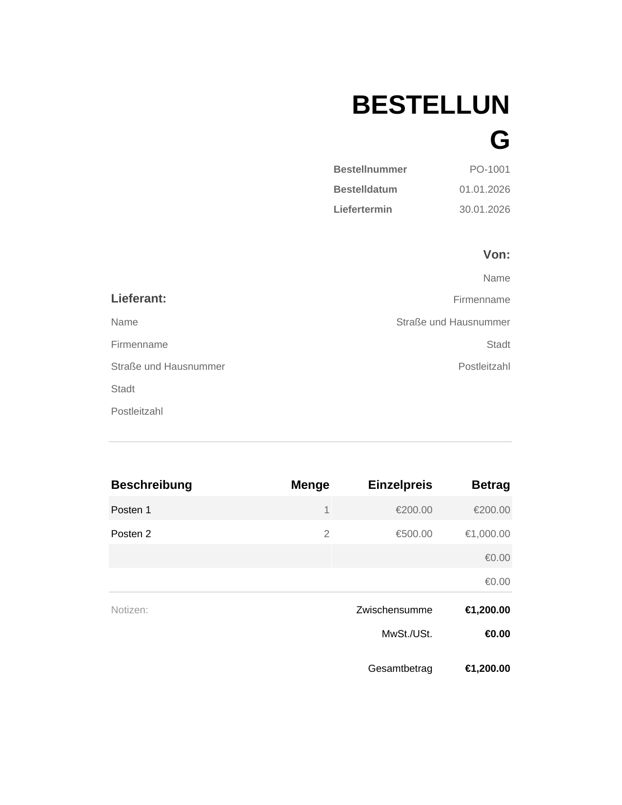 Bestellung Bestellung