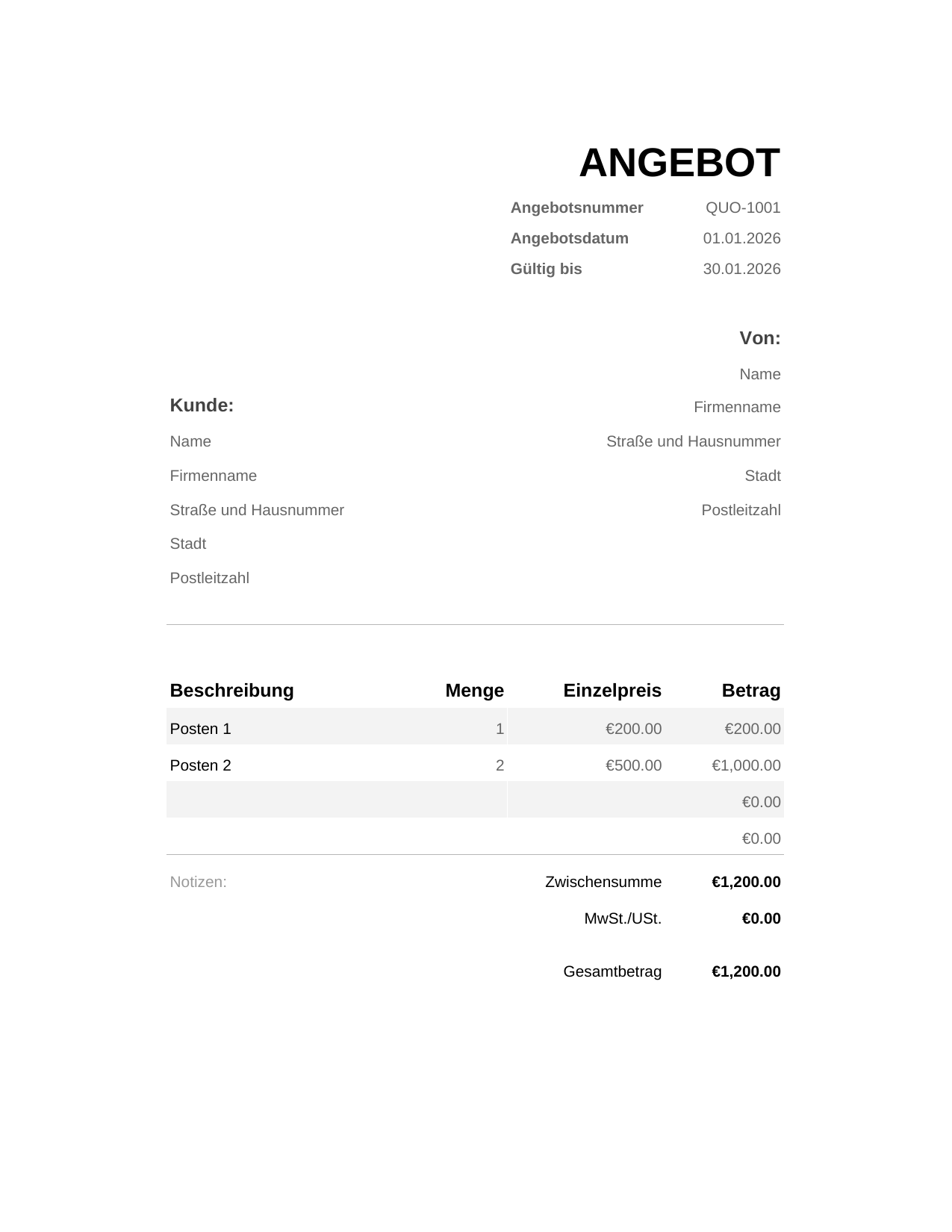 Angebot Angebot