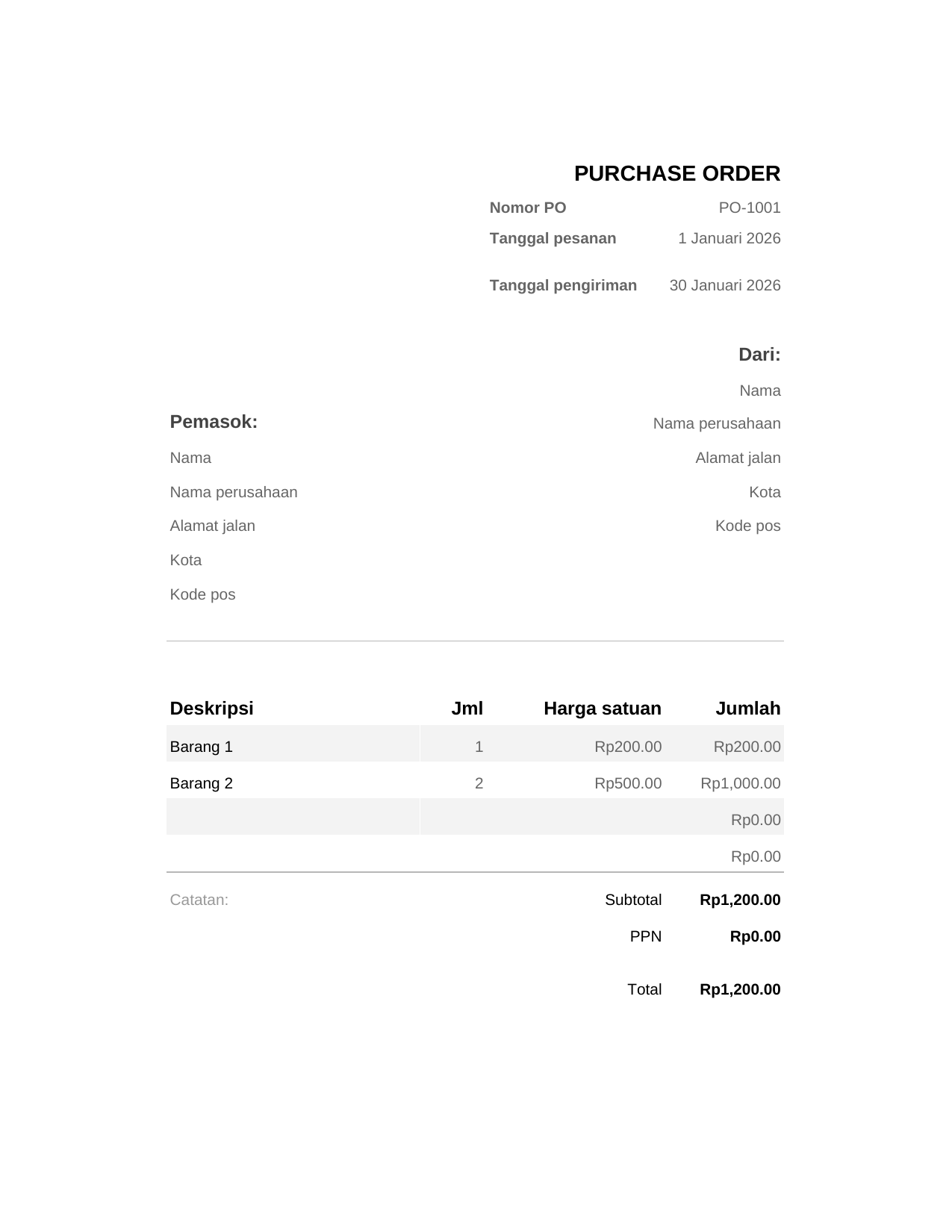 Purchase order Purchase order
