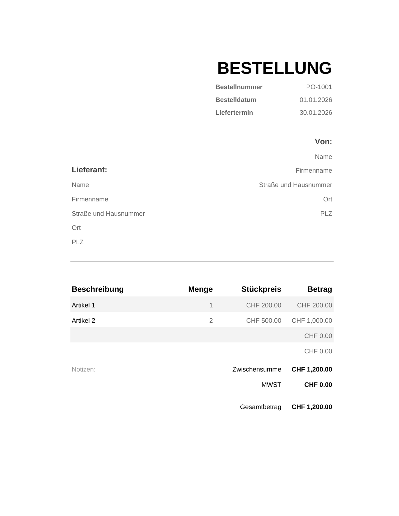 Bestellung Bestellung