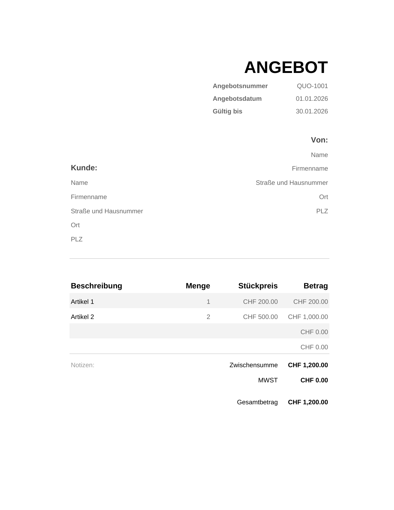 Angebot Angebot