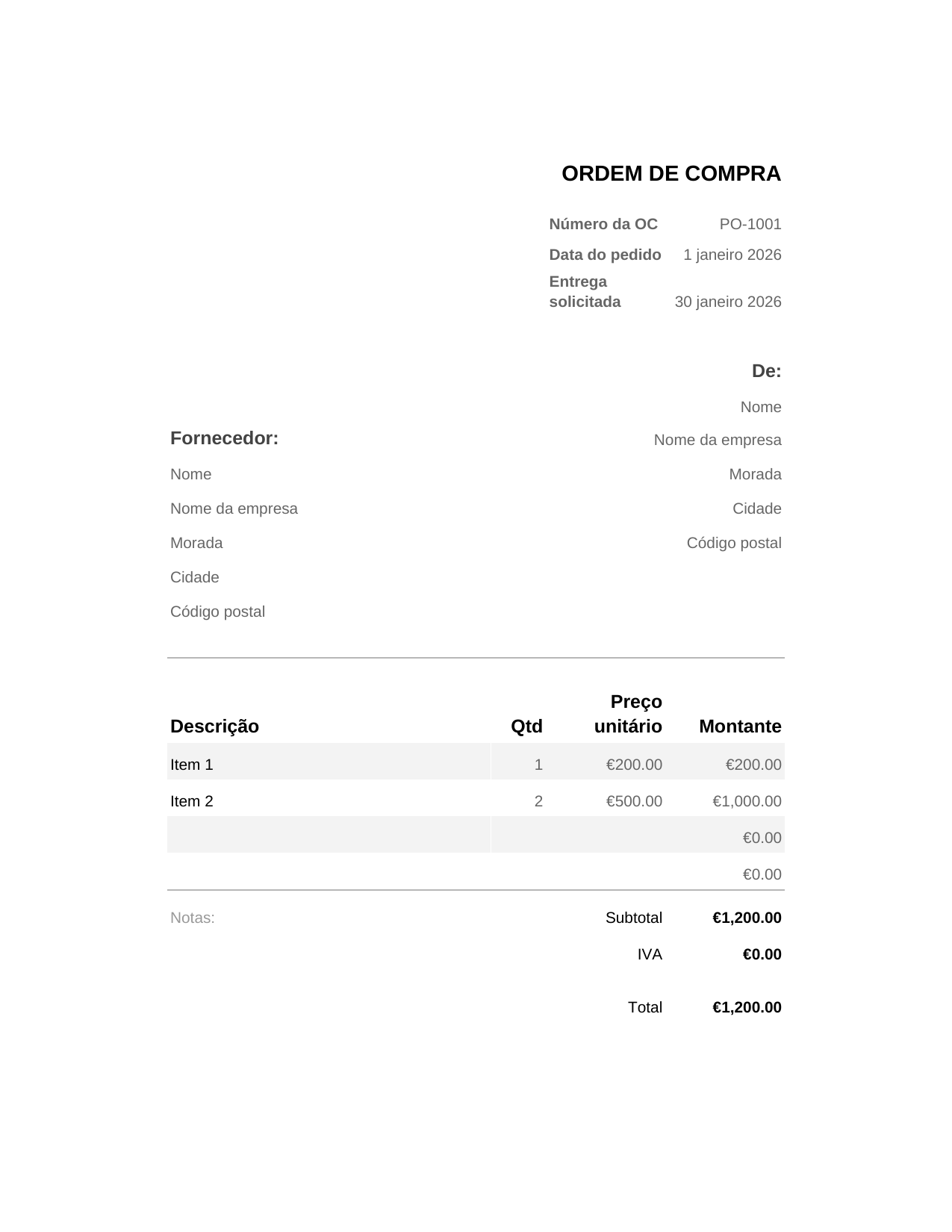 Ordem de compra Ordem de compra